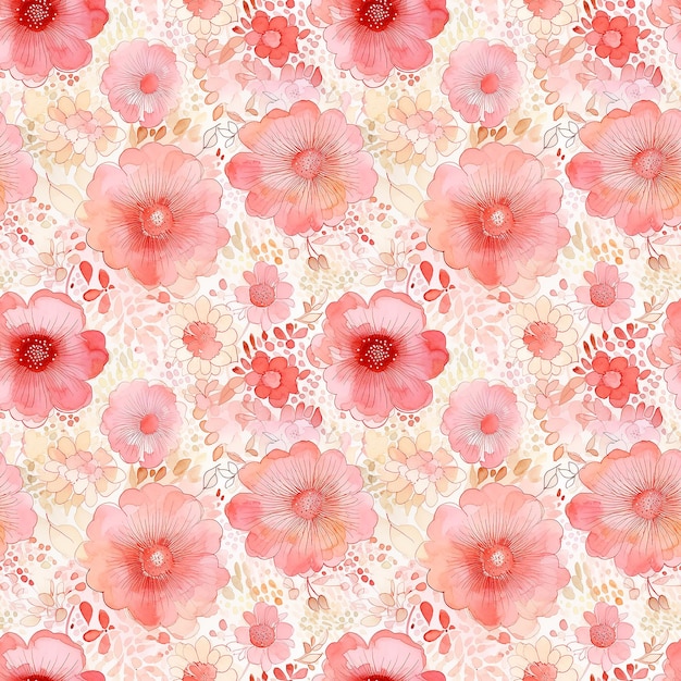 Photo watercolor flowers background seamless pattern