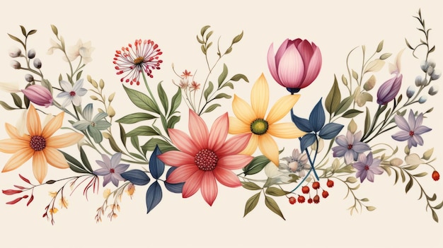 Photo watercolor flowers on a beige background