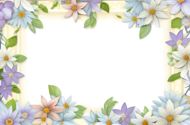 Watercolor flowers border frame