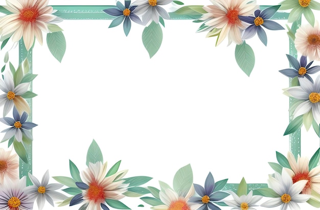 Watercolor flowers border frame