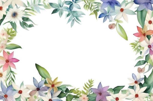 Watercolor flowers border frame