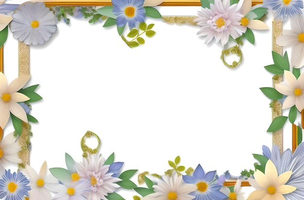 Watercolor flowers border frame