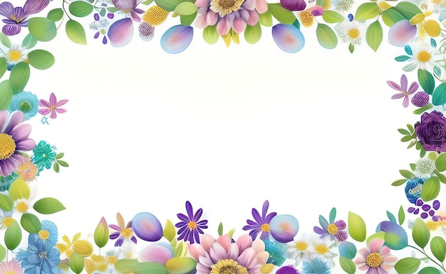 Watercolor flowers border frame