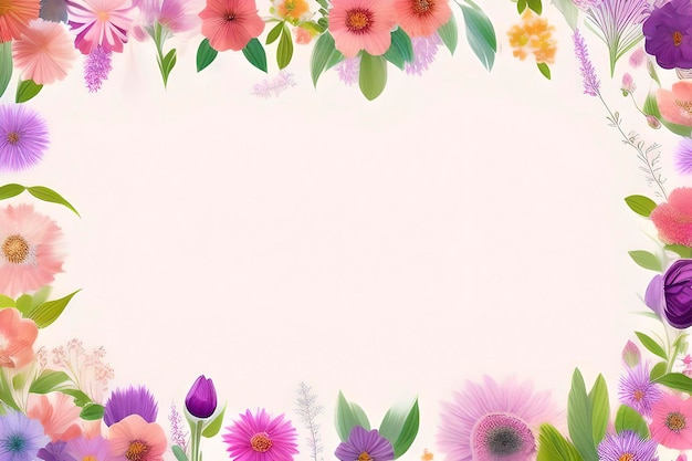 Watercolor flowers border