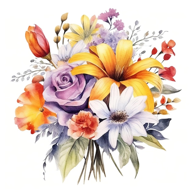 watercolor flowers bouquet