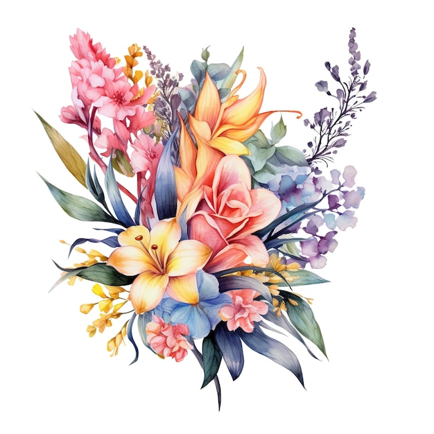 watercolor flowers bouquet