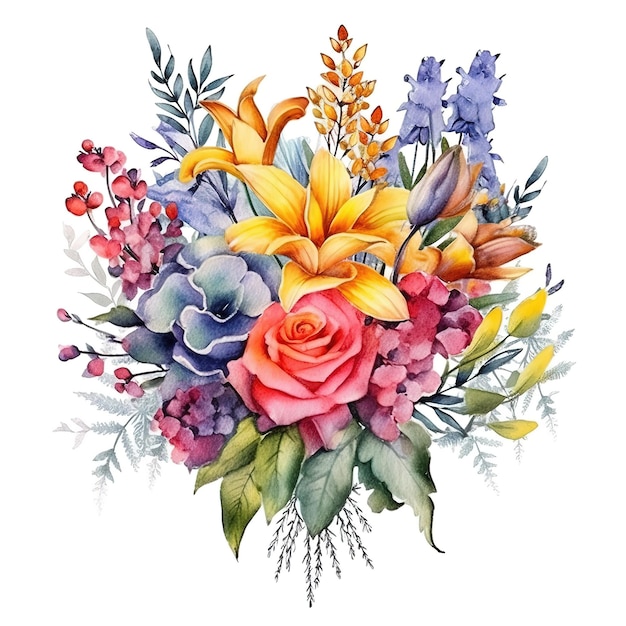 Premium AI Image | watercolor flowers bouquet