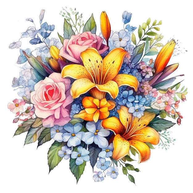 watercolor flowers bouquet