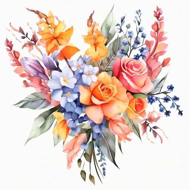 watercolor flowers bouquet