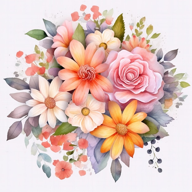 watercolor flowers bouquet