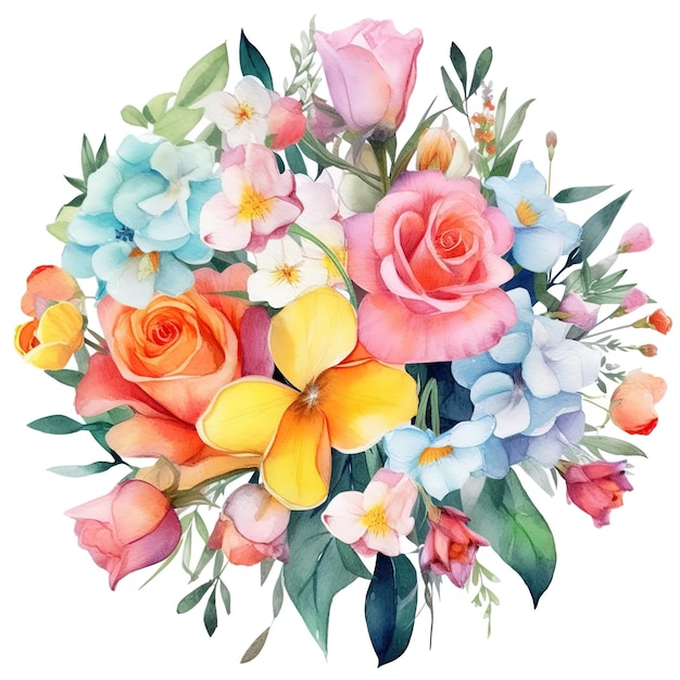 Premium AI Image | watercolor flowers bouquet