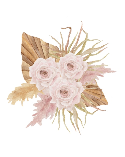 Foto illustrazione della composizione dei fiori dell'acquerello