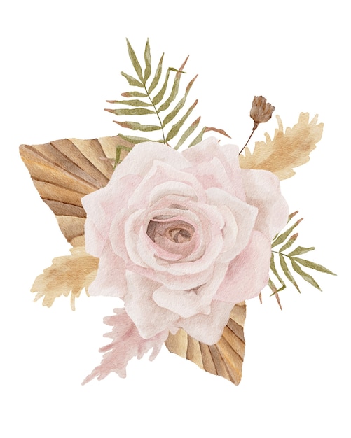 Watercolor flowers composition illustration