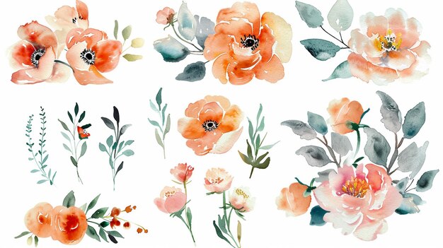 Photo watercolor flowers floral paint