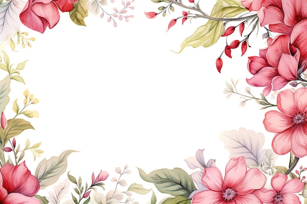 watercolor of flowers frame copy space generated ai