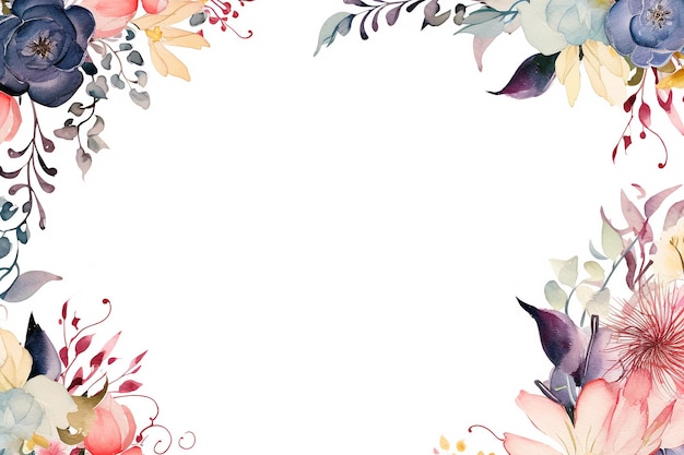 watercolor of flowers frame copy space generated ai