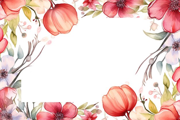 watercolor of flowers frame copy space generated ai