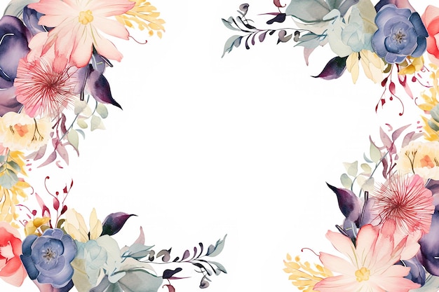 watercolor of flowers frame copy space generated ai