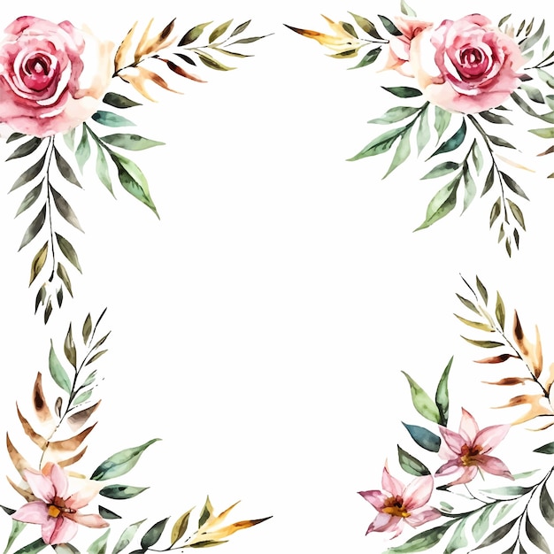 Watercolor flowers frame for a wedding invitation