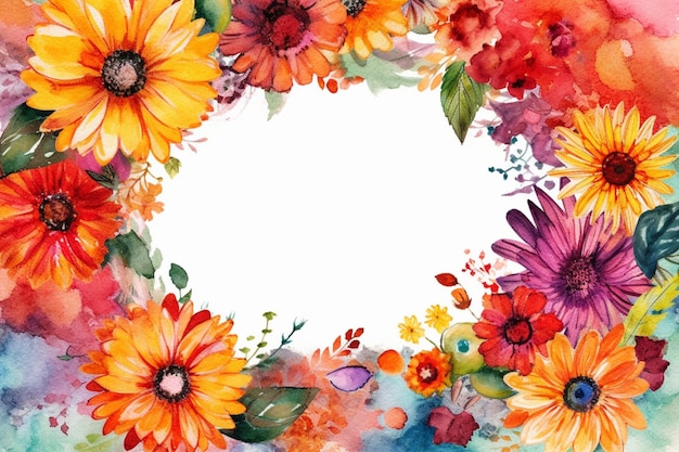 Watercolor flowers in a frame for your text