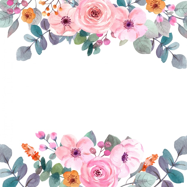 watercolor flowers frame