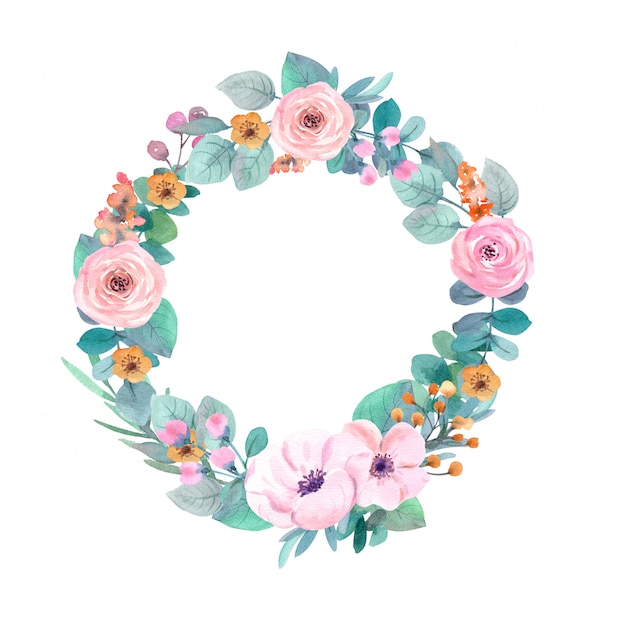 watercolor flowers frame