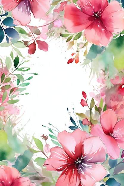 Watercolor flowers on a green background