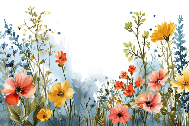 Watercolor flowers illustration on white