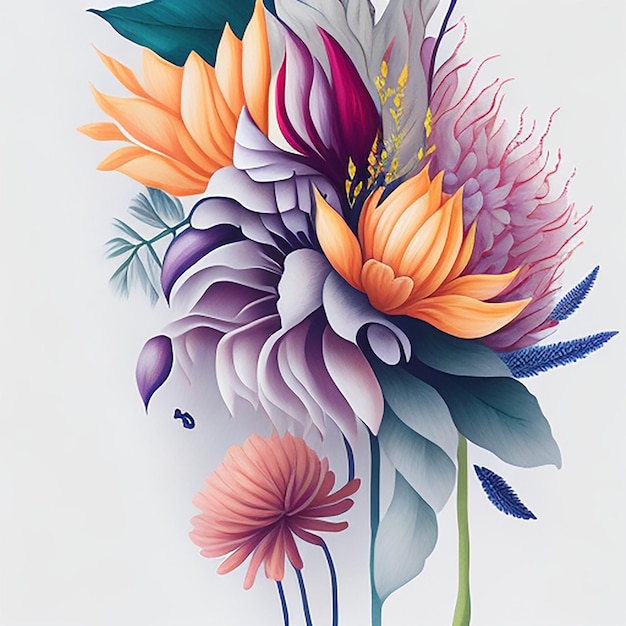 Photo watercolor flowers illustration