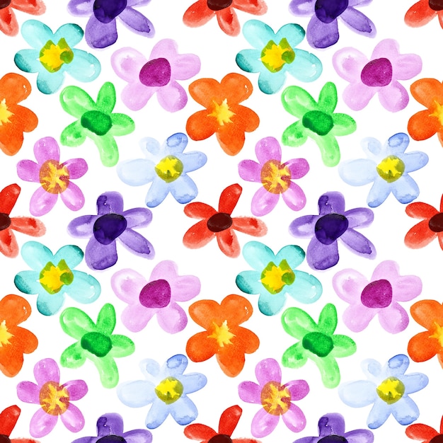 Photo watercolor flowers - multicoloured seamless floral pattern