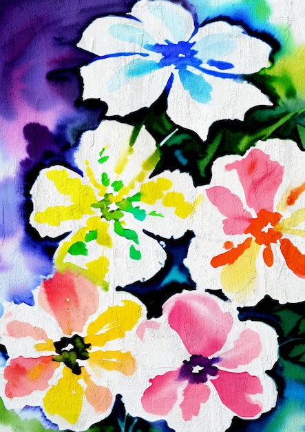 Photo watercolor flowers painting