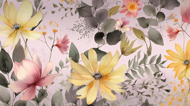 Watercolor flowers pattern background 4k wallpaper hd