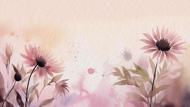 Photo watercolor flowers on a pink background