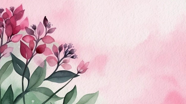 Photo watercolor flowers on a pink background