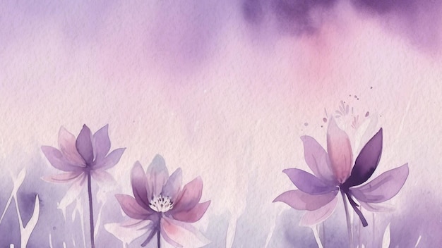 Photo watercolor flowers on a purple background