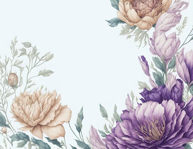 Watercolor flowers Template of invitation AI