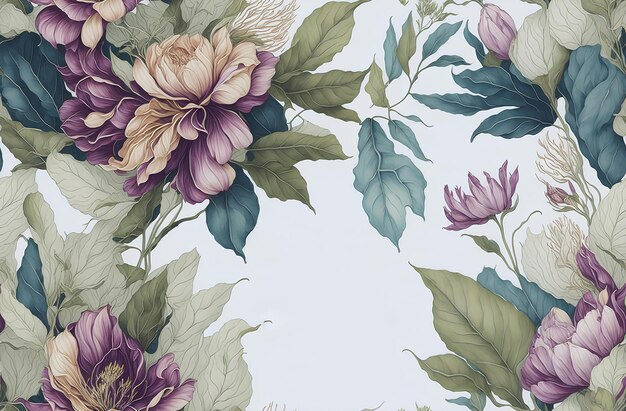 Watercolor flowers Template of invitation AI