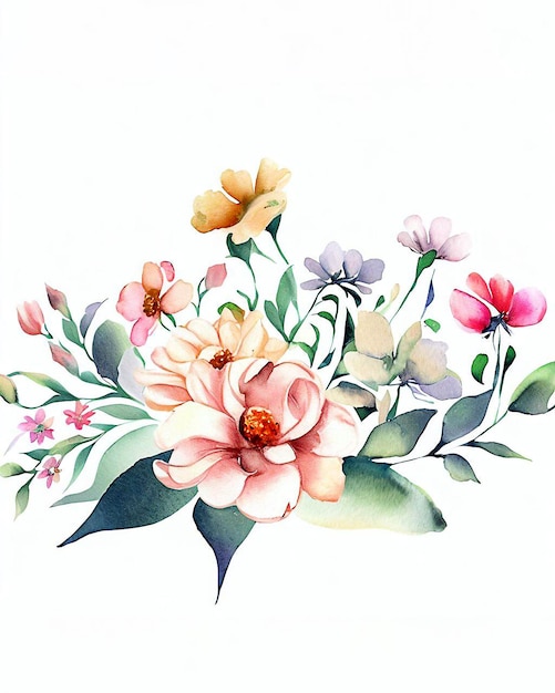 Watercolor flowers on a white background