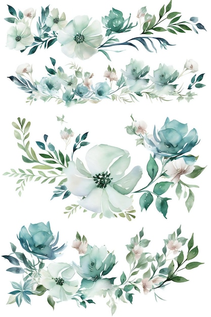 Photo watercolor flowers on a white background.