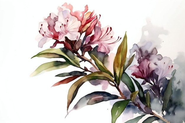 Watercolor flowers on a white background.