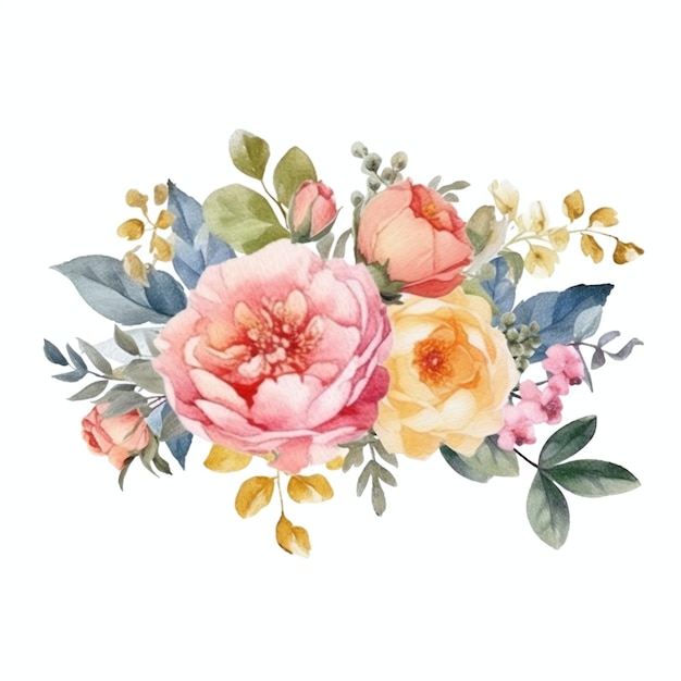 Watercolor flowers on a white background