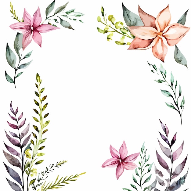 Watercolor flowers on a white background