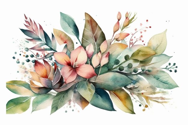 Watercolor flowers on a white background.