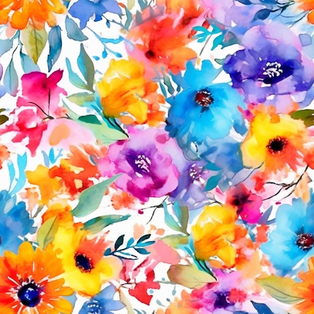 Watercolor flowers on a white background.