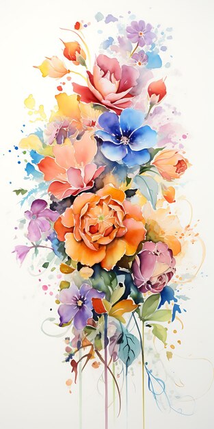 watercolor flowers with watercolor background