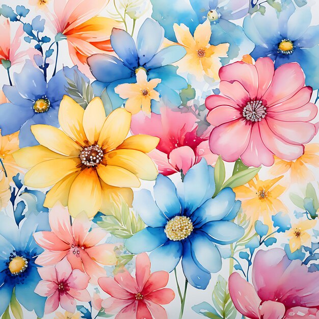 watercolor flowers with watercolor background