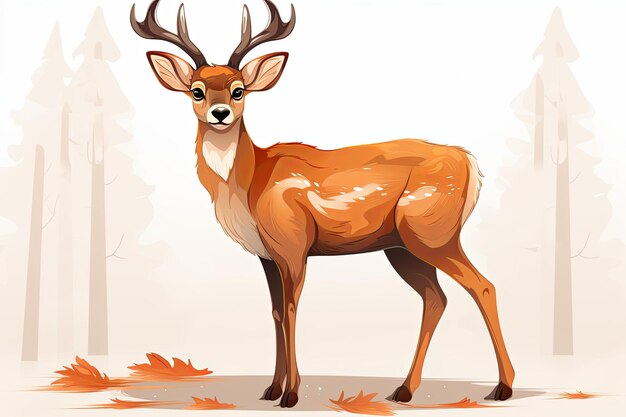 Watercolor forest deers illustration clipart