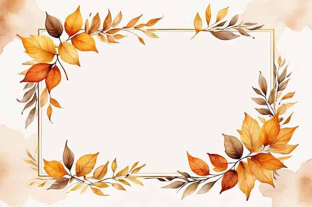 Фото Акварельная рамка из осенних листьев для текста на белом фоне