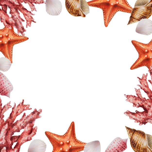 Watercolor starfish with shiny shell. Hand painting clipart underwater life  objects on a white isolated background. For designers, decoration Stock  Photo - Alamy