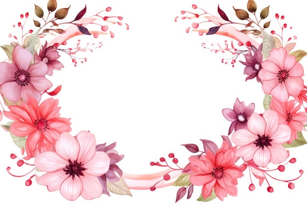 watercolor frame with floral wreaths on it in the styl